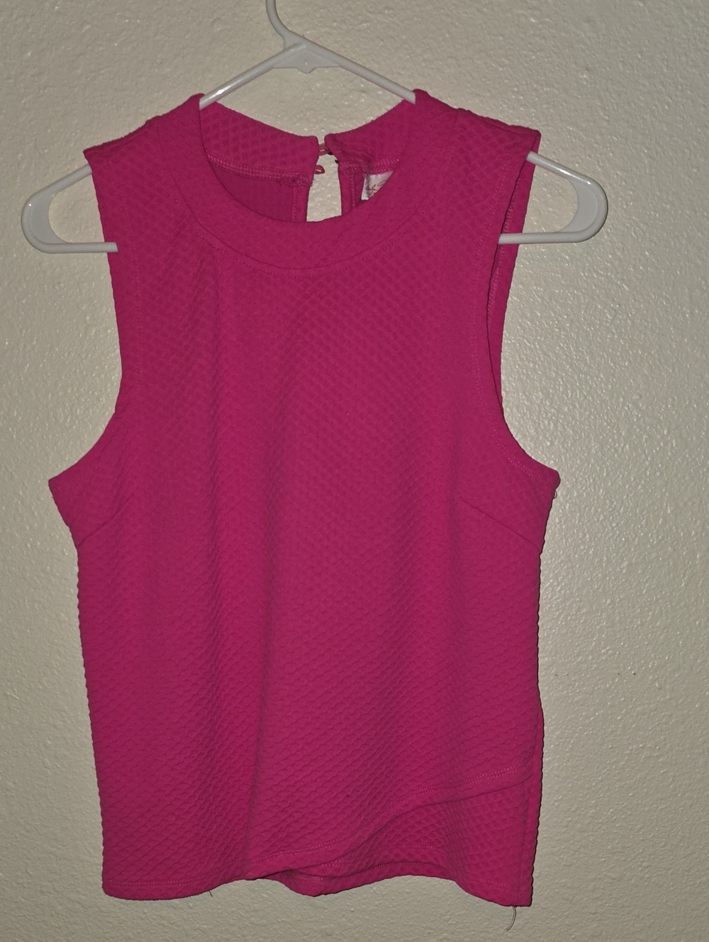 Sleeveless Textured Pink Women's Top